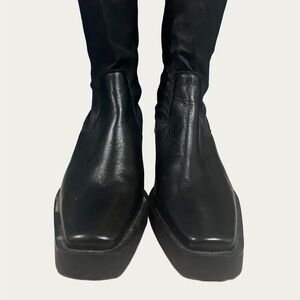 Women’s Black Leather Sock Boot